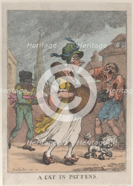 A Cat in Pattens, 1812., 1812. Creator: Thomas Rowlandson.