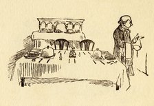 Laid table at the Bell Inn in Edmonton, 1878, (c1918). Creator: Randolph Caldecott.