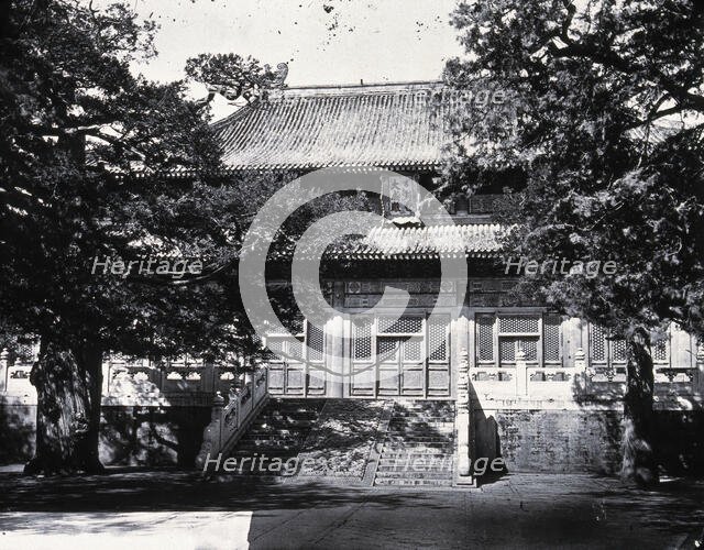 Temple of Confucius (Kong Miao), Peking: Hall of Great Accomplishment (Dachengdian).., 1871, (1981). Creator: Unknown.