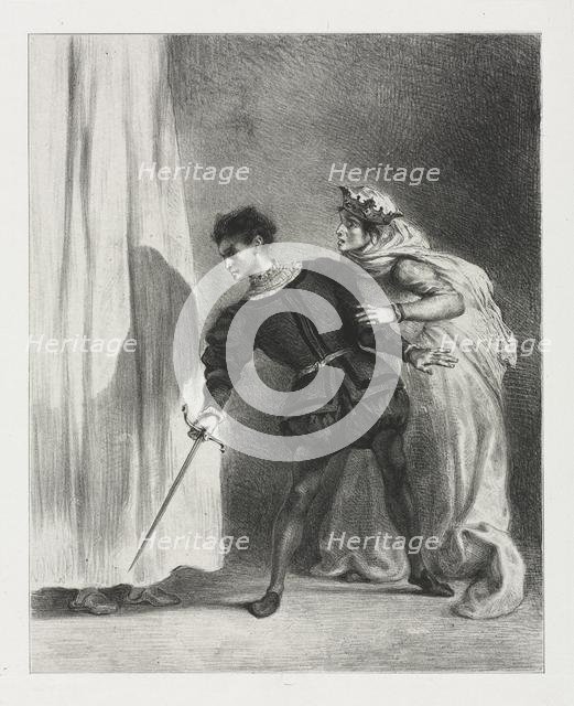 Hamlet: The Murder of Polonius, 1834. Creator: Eugène Delacroix (French, 1798-1863).
