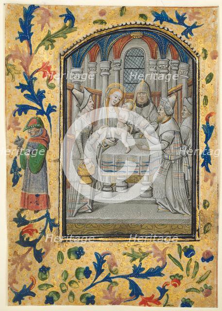 Leaf from a Book of Hours: The Visitation, c. 1470-1480. Creator: Guillaume Vrelant (Flemish, c. 1454-1481).