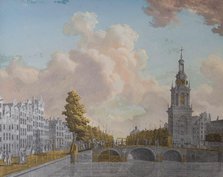 View of the Tower called Jan Roodenpoortstoren and the Singel Canal in Amsterdam, 1770-1814. Creator: Jonas Zeuner.