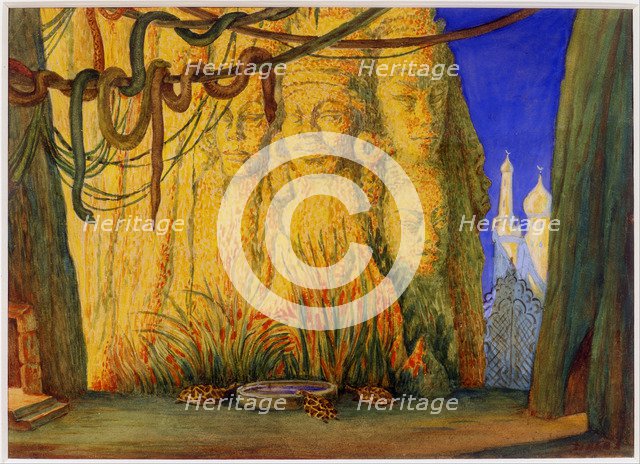 Stage design for the Ballet Blue God by R. Hahn, 1911. Artist: Bakst, Léon (1866-1924)