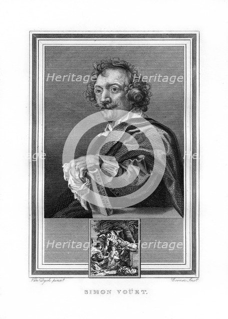 Simon Vouet, French Baroque era painter, (1825).Artist: John Corner