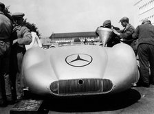 Mercedes Streamliner car at Avus motor racing circuit, Berlin, Germany, c1937. Artist: Unknown