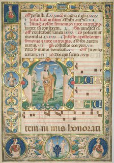 Leaf from a Gradual: Initial (M) with St. Andrew (recto), c. 1480. Creator: Jacopo Filippo d' Argenta (Italian, 1501).