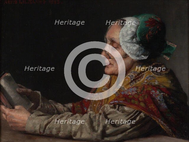 Old Woman Reading, 1883. Creator: Arvid Liljelund.
