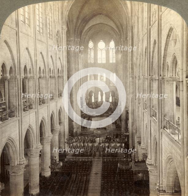 'Interior of the great Notre Dame Cathedral, Paris, France', 1900. Creator: Underwood & Underwood.