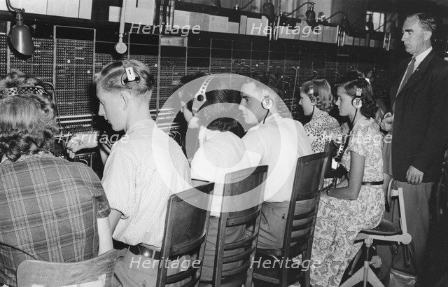 Men and women telephone switchboard operators, Trelleborg, Sweden, mid 20th century. Artist: Unknown