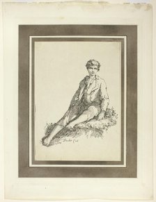 Young Boy Seated, from the first issue of Specimens of Polyautography, 1803. Creator: Thomas Barker.