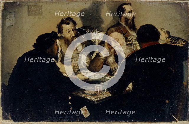 The Cardsharps, 1870s. Artist: Kalganov, Ivan Alexandrovich (1846-1888)