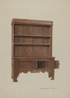 Pa. German Pewter Cupboard, c. 1939. Creator: Henrietta S. Hukill.