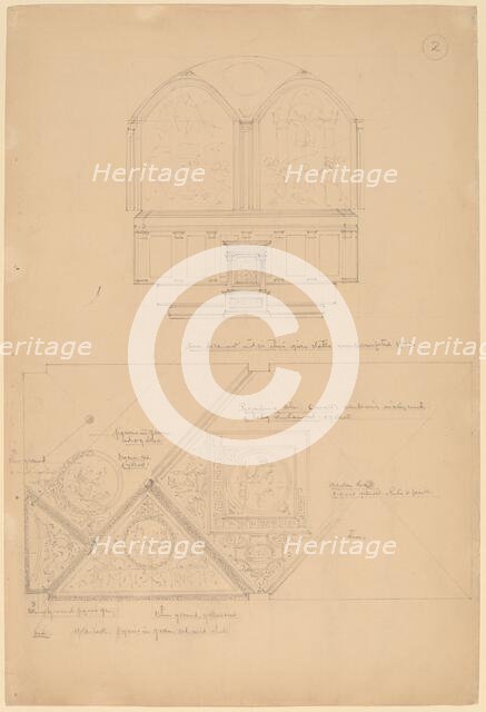 Study of an Altarpiece and Ceiling Panels, 1896. Creator: John Russell Pope.