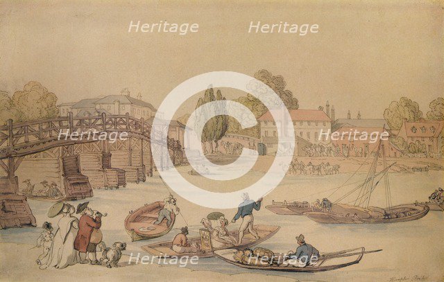 'Hampton Bridge', 1800. Artist: Thomas Rowlandson.