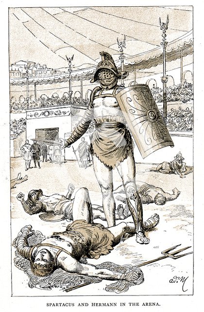 'Spartacus and Hermann in the Arena', late 19th century. Artist: Unknown