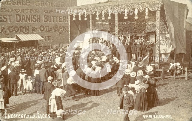 Proctor's Bioscope, sideshow at Chesterfield Races, Derbyshire, c1900. Artist: Unknown