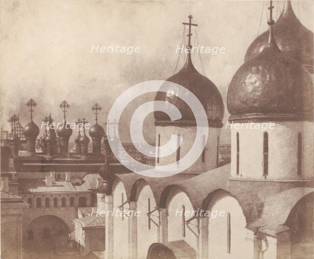Moscow, Domes of Churches in the Kremlin, 1852. Creator: Roger Fenton.