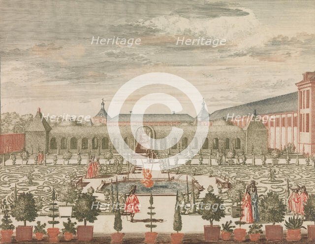 ’De Koninginne Tuin met 't Groene Kabinet , en de Oranjerie, van Achteren gezien", in: To..., n.d.. Creator: Lorenz Scherm.