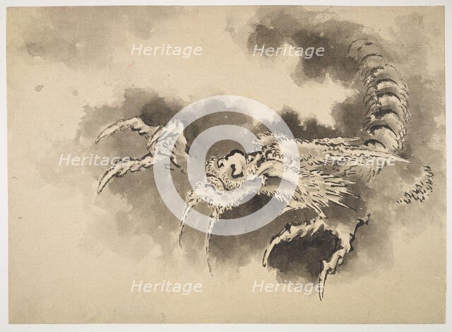 Dragon emerging from clouds, Edo period, 19th century. Creator: Hokusai.