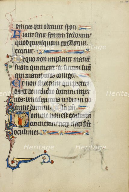 Initial D: A Young Man in Prayer; Ruskin Hours, about 1300. Creator: Unknown.