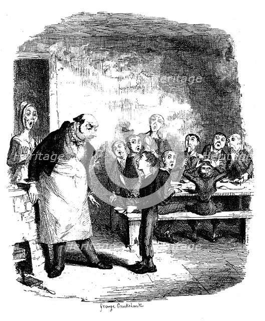 Scene from Oliver Twist by Charles Dickens, 1836. Artist: James Mahoney
