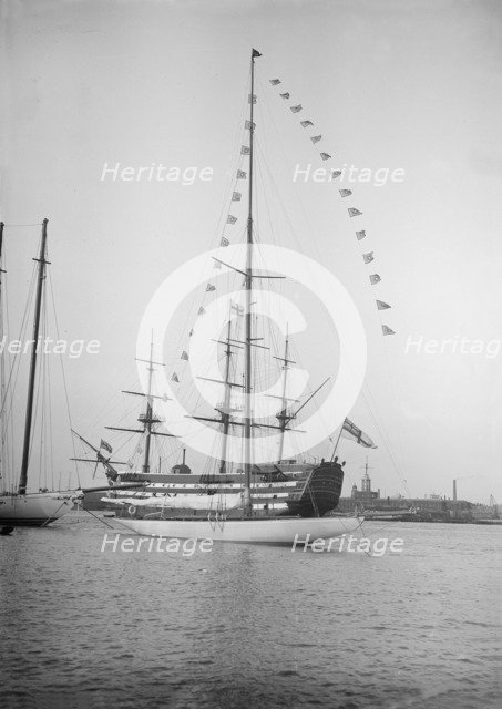 'Istria' moored with dressing flags, 1912. Creator: Kirk & Sons of Cowes.