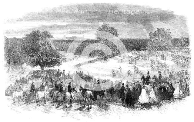 The Volunteer Sham Fight in Camden Park - skirmishers covering the retreat, 1860. Creator: Unknown.