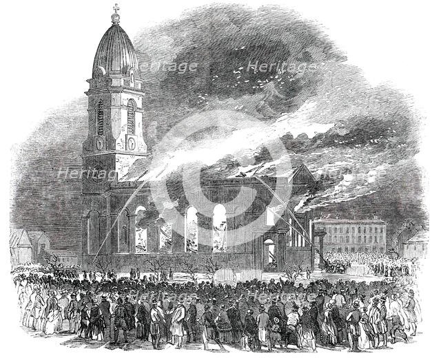 Fire in All Saints' Church, at Manchester, 1850. Creator: Unknown.