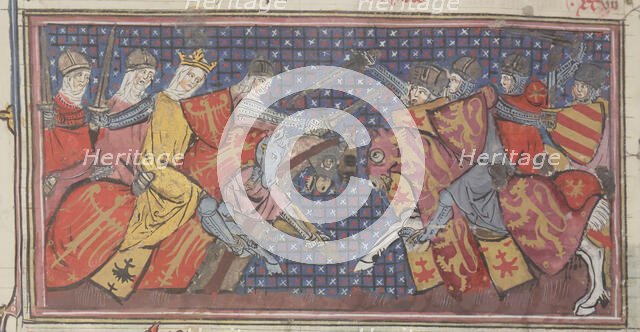 Amazons in battle. From Speculum historiale by Vincent de Beauvais, 1334. Creator: Maître de Fauvel (active 1314-1340).