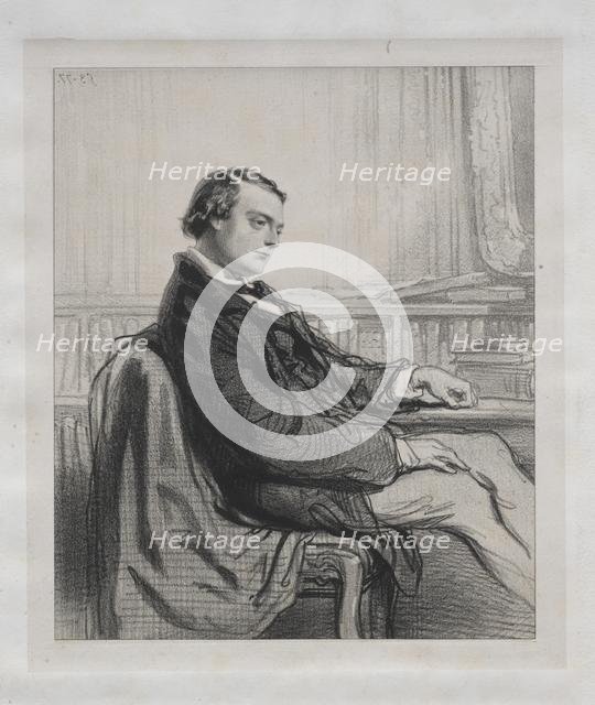 Gentlemen of the Press: Théodore de Banville, 1853. Creator: Paul Gavarni (French, 1804-1866).