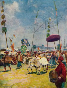 'Siamese Farmers Celebrating the Annual Rice Ploughing Festival', 1913. Artist: Edwin Norbury.