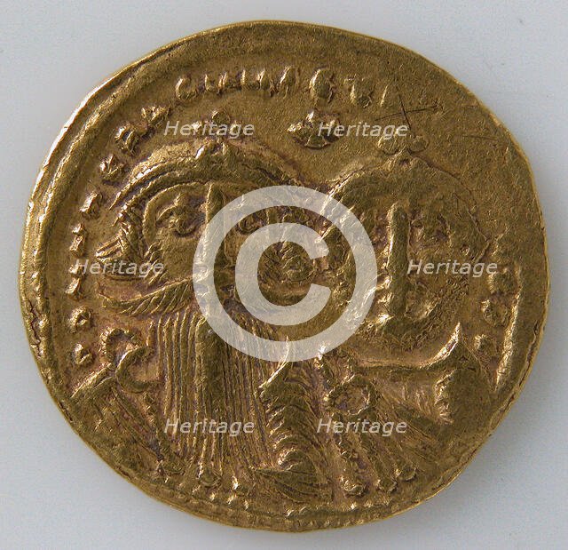 Solidus of Heraclius and Heraclius Constantine, Byzantine, 629-631. Creator: Unknown.