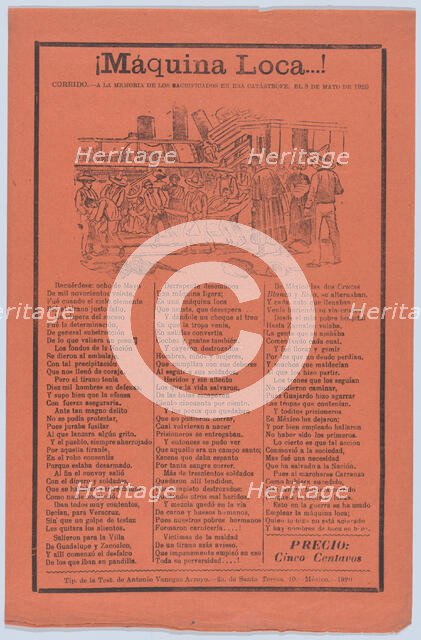 Broadsheet relating to a train accident that killed many people, wounded victi..., 1920 (published). Creator: José Guadalupe Posada.