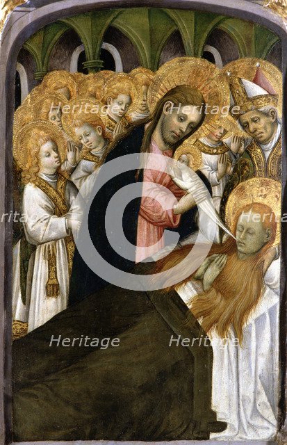  'Death of Santa Maria Magdalena', detail of the altarpiece, colored painting in tempera on wood,…