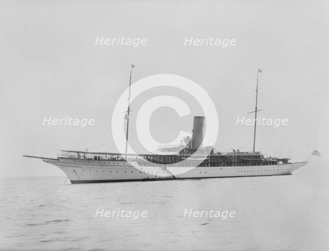 Steam yacht at anchor. Creator: Kirk & Sons of Cowes.