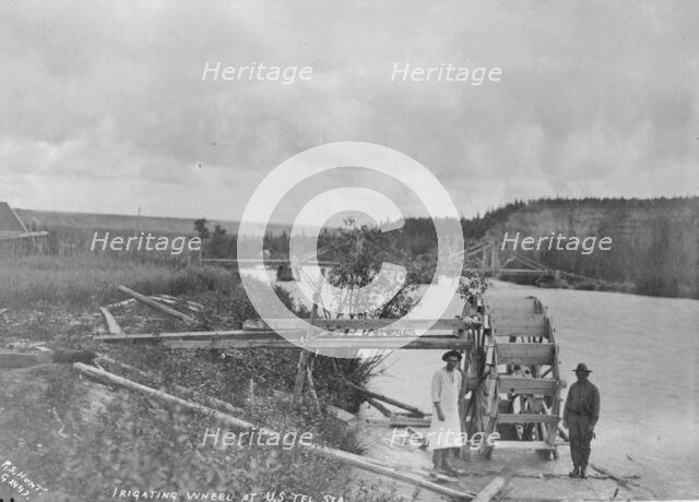 Irrigation wheel at U.S. Telegraph Station, between c1900 and c1930. Creator: Hunt, Phinney S..