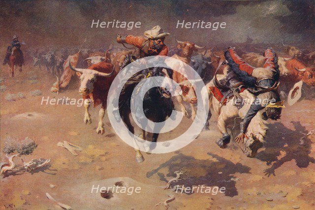 'The Stampede', c1912, (c1915). Artist: William Robinson Leigh.