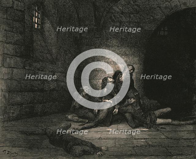 "Then Geddo at my feet outstretch'd did fling him, crying, 'Hast no help for me my father!'", c1890. Creator: Gustave Doré.