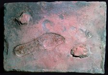 Roman tile with a man's footprint, 1st century. Artist: Unknown