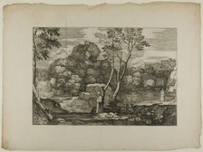 Landscape with a Dead Man and Two Priests, 1668–71. Creator: Sébastien Bourdon.