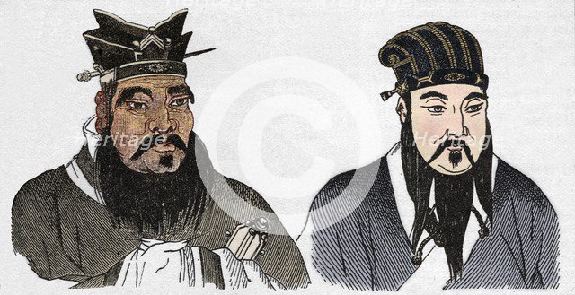 Chinese portraits of Confucius and his great follower Mencius, 1907. Artist: Unknown.