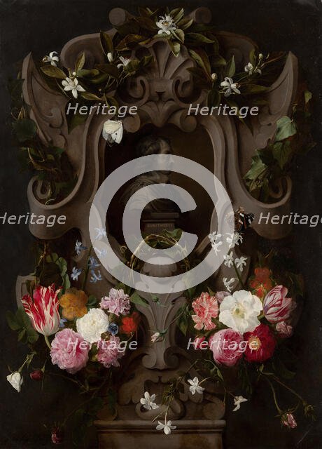 Bust of Constantijn Huygens Surrounded by a Garland of Flowers (1596–1687), 1644. Creators: Daniel Seghers, Jan Cossiers.