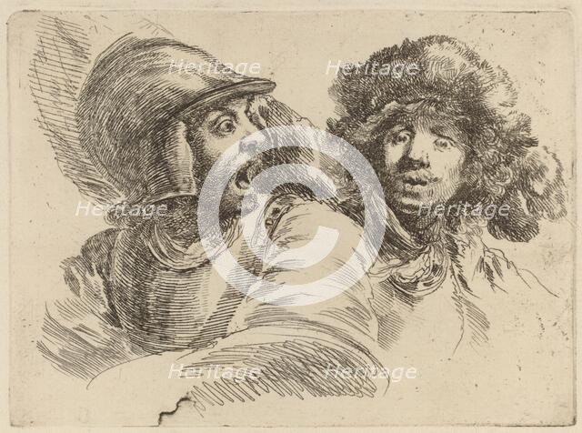 Frightened Soldier and Man with Fur Cap. Creator: Stefano della Bella.