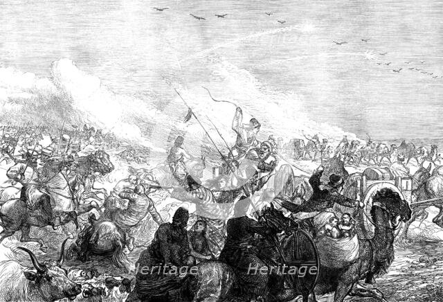 The Khiva Expedition: Russian troops attacking a caravan of Turkomans, 1873. Creator: Unknown.