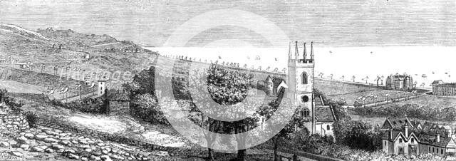 Improvements on the Kentish coast: view looking from Hythe eastward to Sandgate, 1881. Creator: W. G. Kemp.