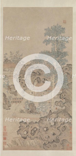 Playing the zither for a crane, mid-16th century. Creator: Unknown.