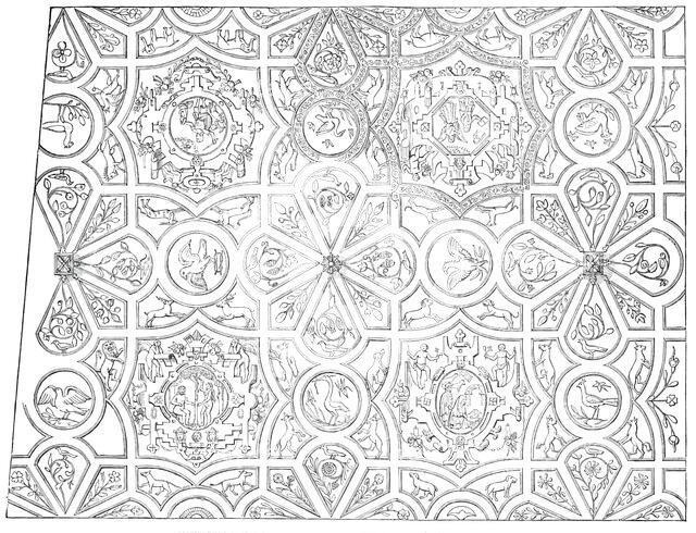 Elizabethan Ceiling at the Red Lion Inn, Barnstaple - drawn by Mr. H. H. Sharland, 1850. Creator: Unknown.