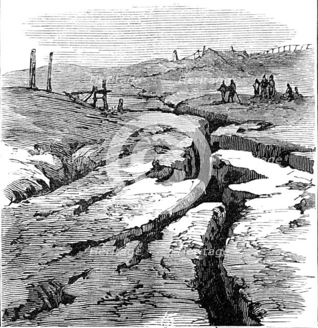 Subsidence of land at the Northwich Salt-Mines, 1881. Creator: Unknown.