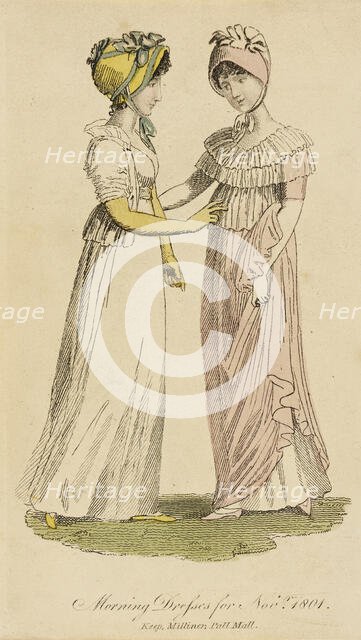 Fashion Plate (Morning Dresses for Novr. 1801), 1801. Creator: Unknown.