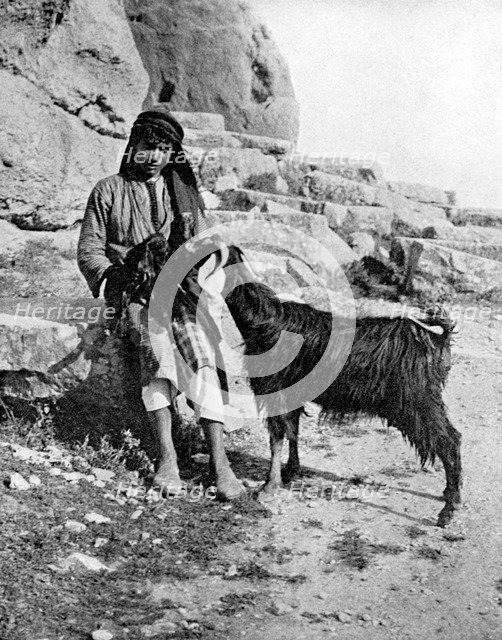 Arab boy and goat, Middle East, 1936.Artist: Donald McLeish